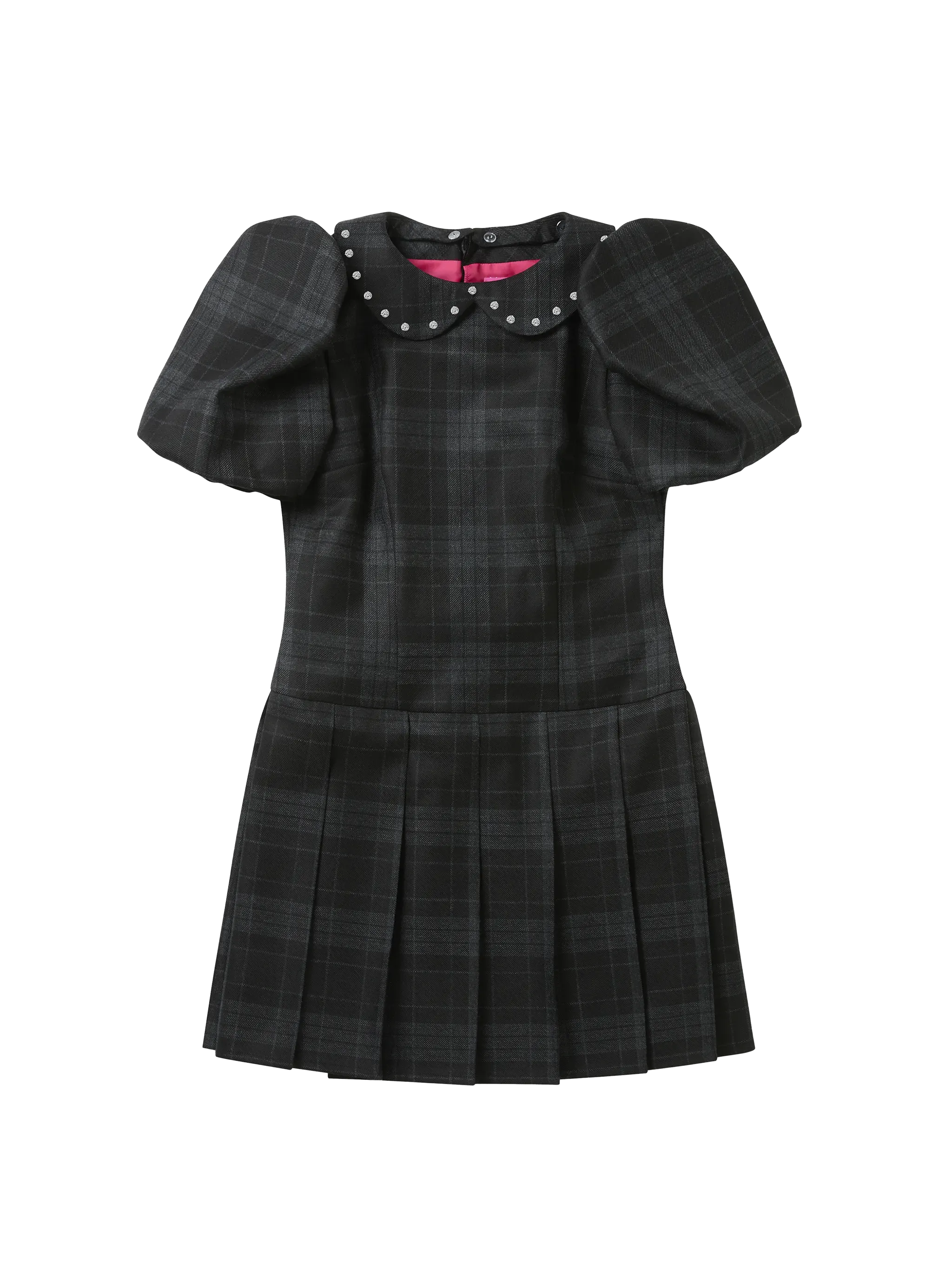 FOUR-PLAY STUDDED TARTAN DRESS - BLACK