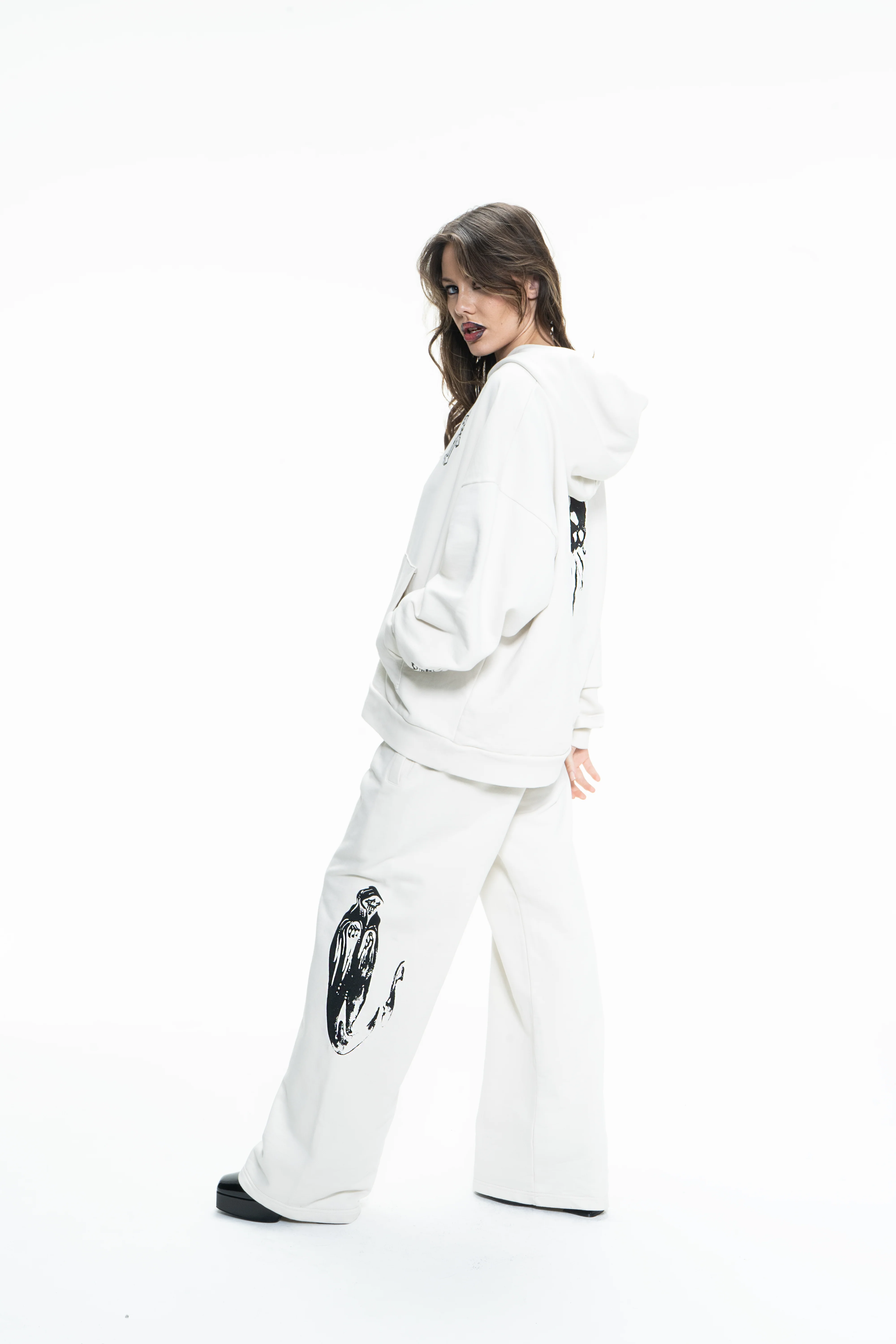 GOTH RUNNER TRACKSUIT BOTTOMS- BONE WHITE - Image 5