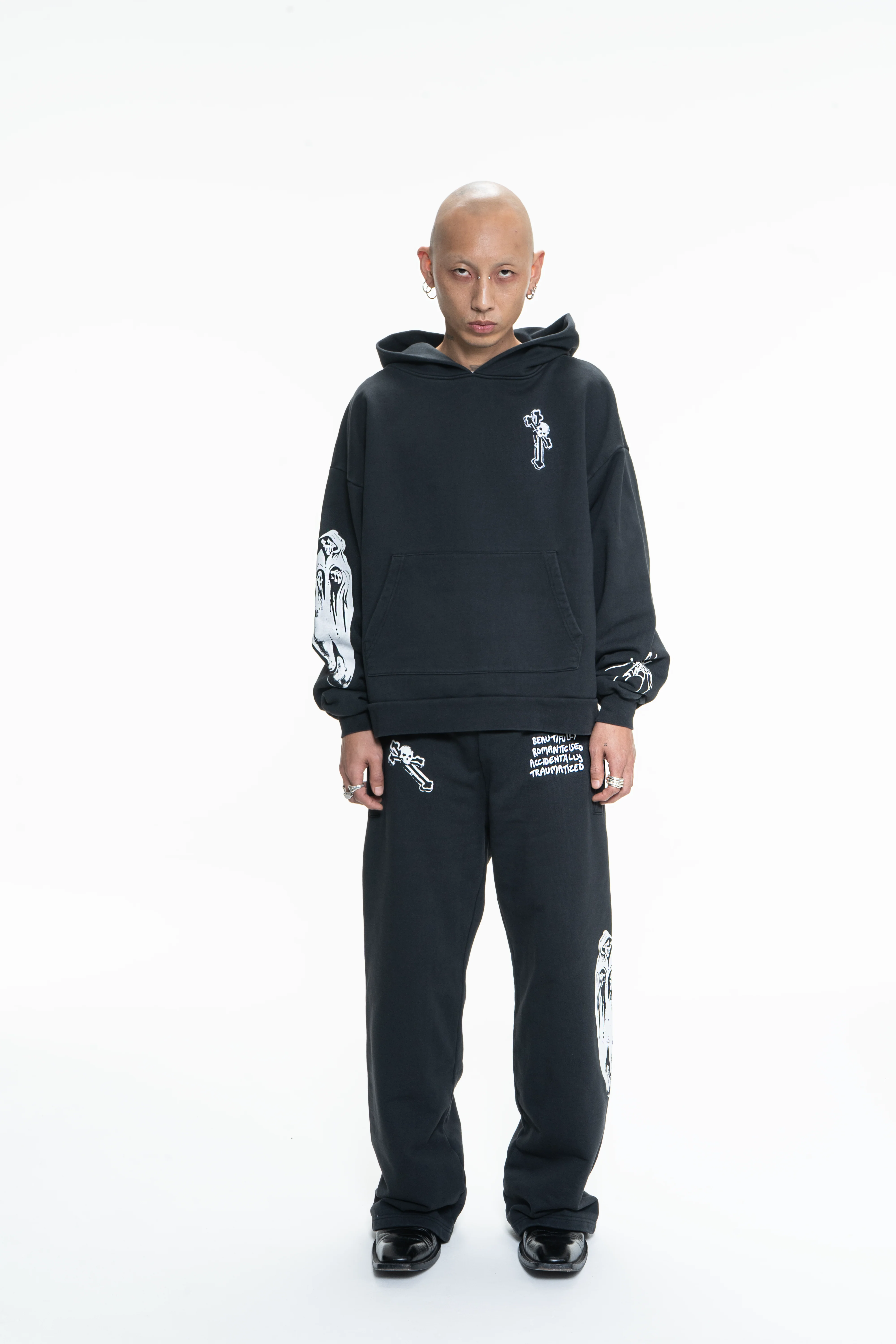 GOTH RUNNER TRACKSUIT HOODIE- MINERAL BLACK - Image 4