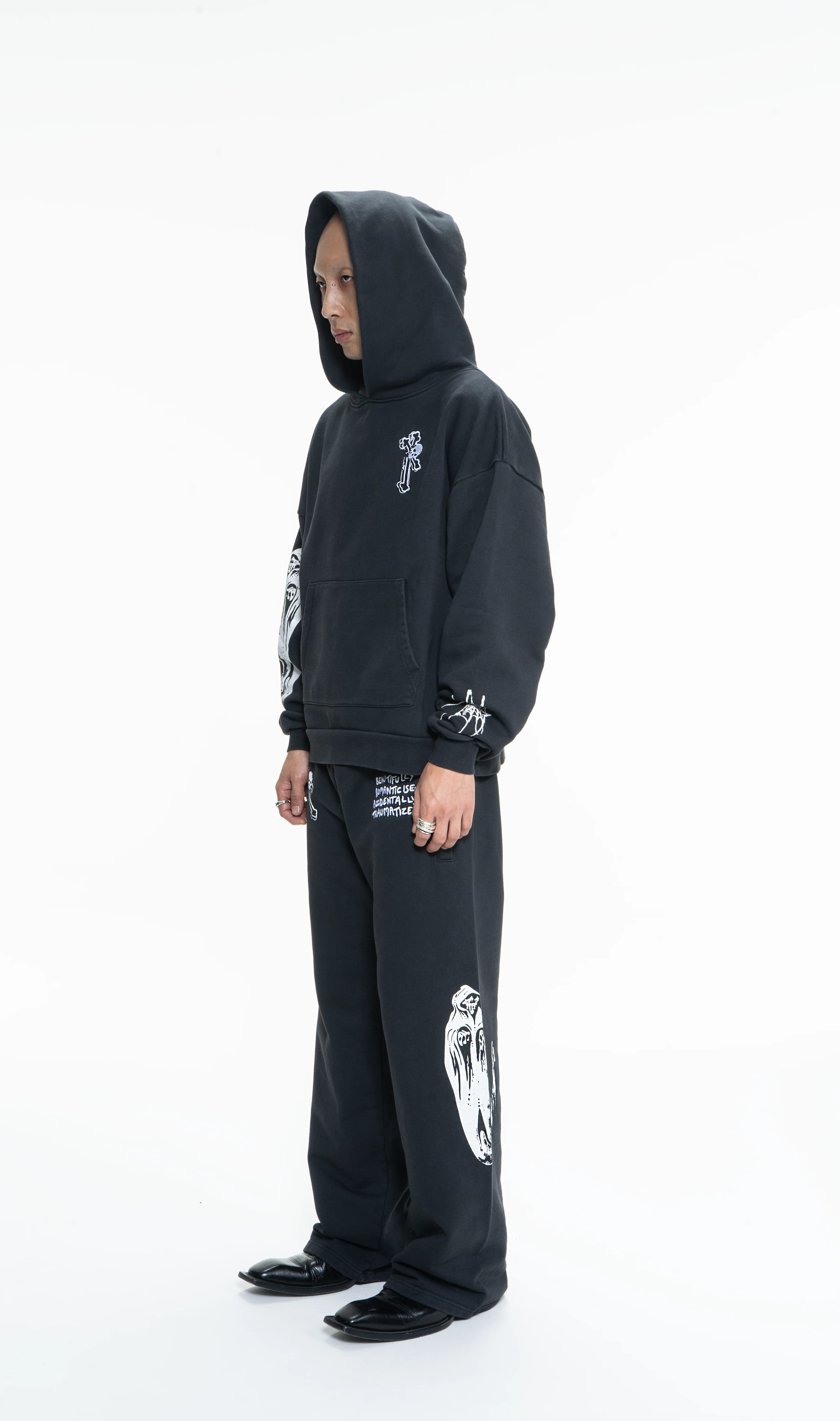 GOTH RUNNER TRACKSUIT HOODIE- MINERAL BLACK - Image 5