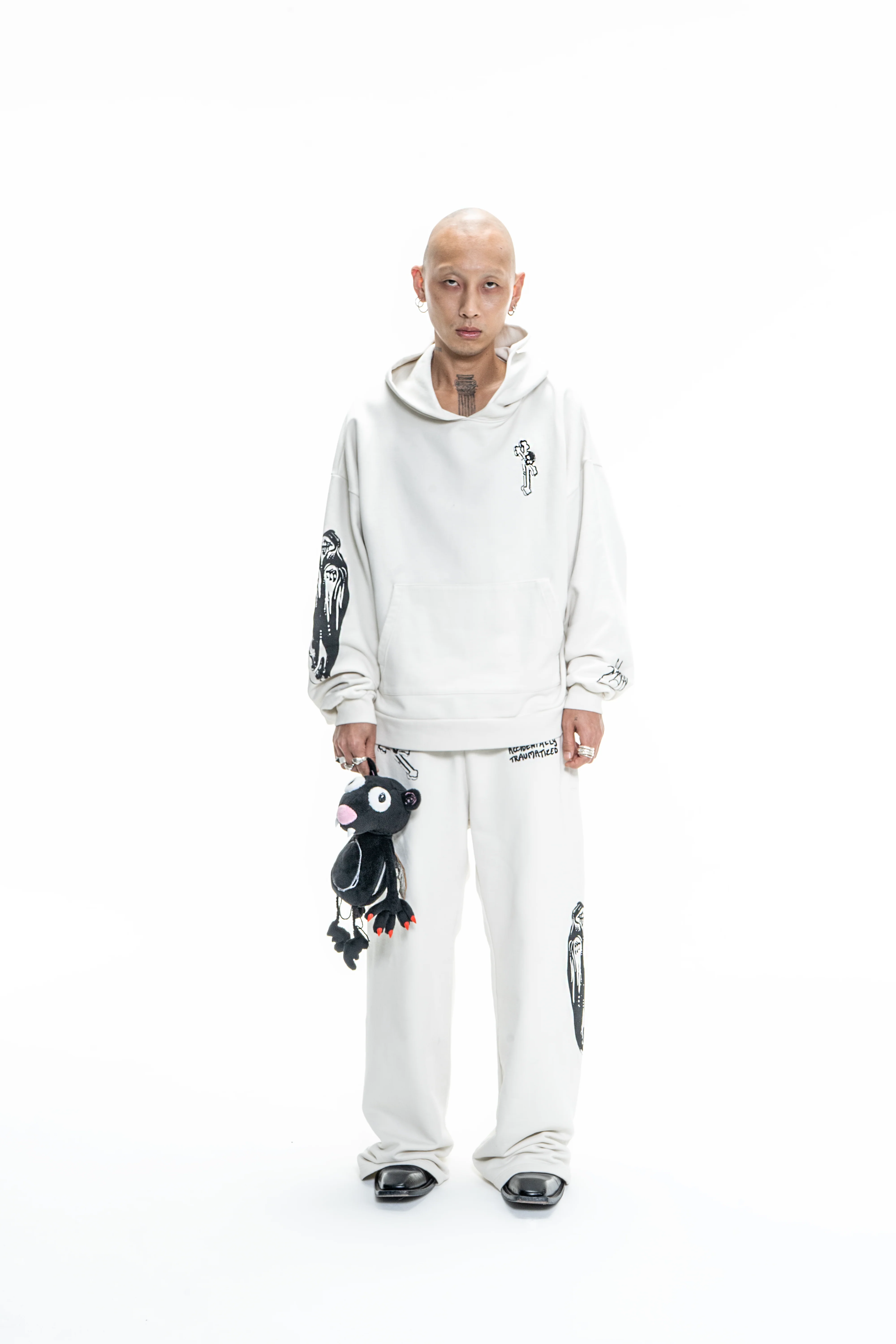 GOTH RUNNER TRACKSUIT HOODIE- BONE WHITE - Image 4