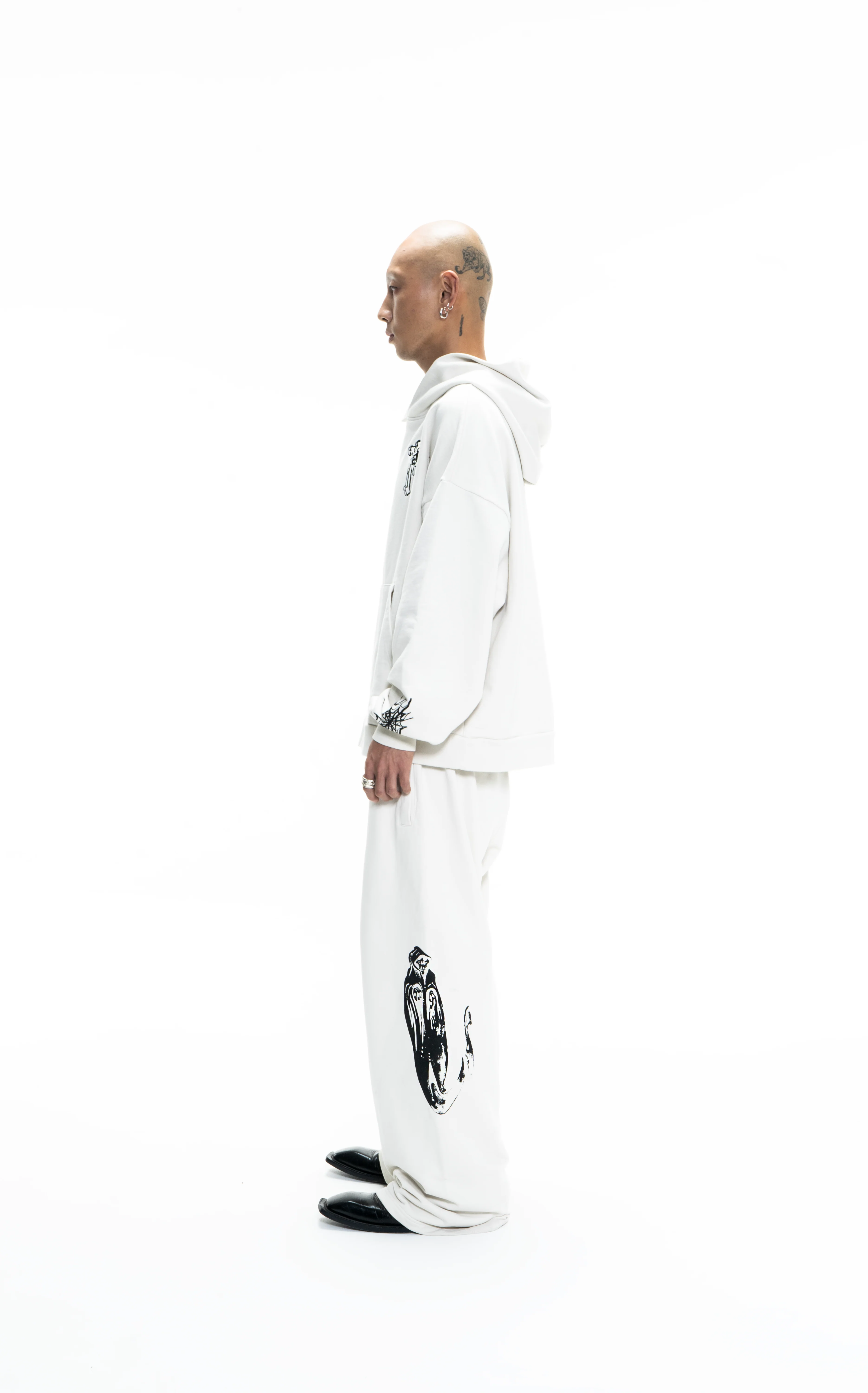 GOTH RUNNER TRACKSUIT HOODIE- BONE WHITE - Image 5