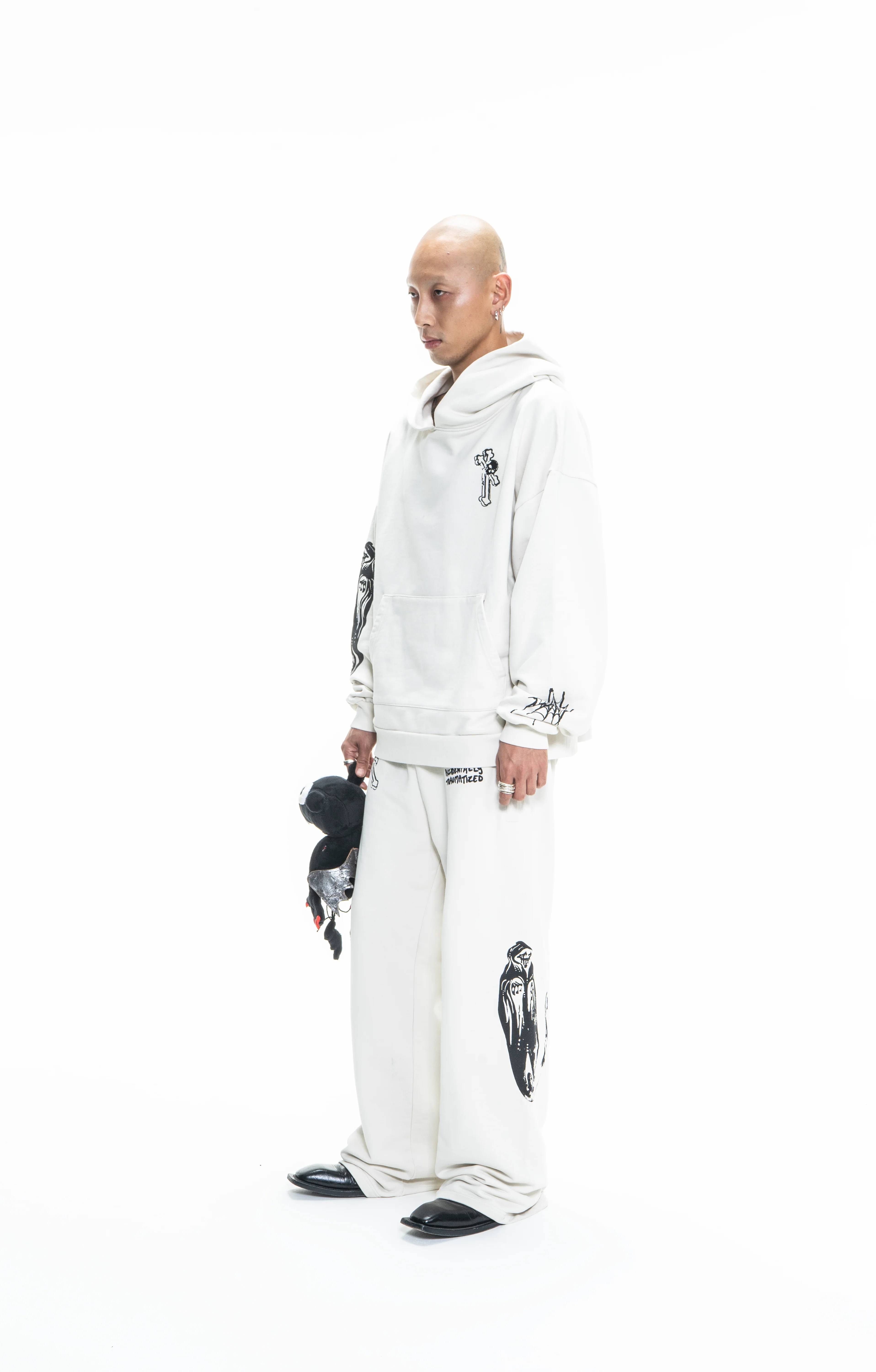 GOTH RUNNER TRACKSUIT HOODIE- BONE WHITE - Image 6